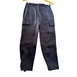 Theory Hannon B/Splendor Black Satin Cargo Pants Size 00